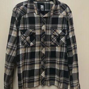 Route 66 Plaid Flannel Button-Up – Size XL